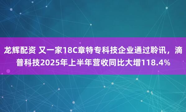 龙辉配资 又一家18C章特专科技企业通过聆讯，滴普科技2025年上半年营收同比大增118.4%
